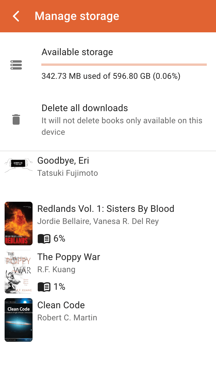oboku feature: Anytime — Works fully offline, just make sure to download your books before a long trip